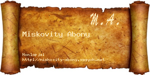 Miskovity Abony névjegykártya